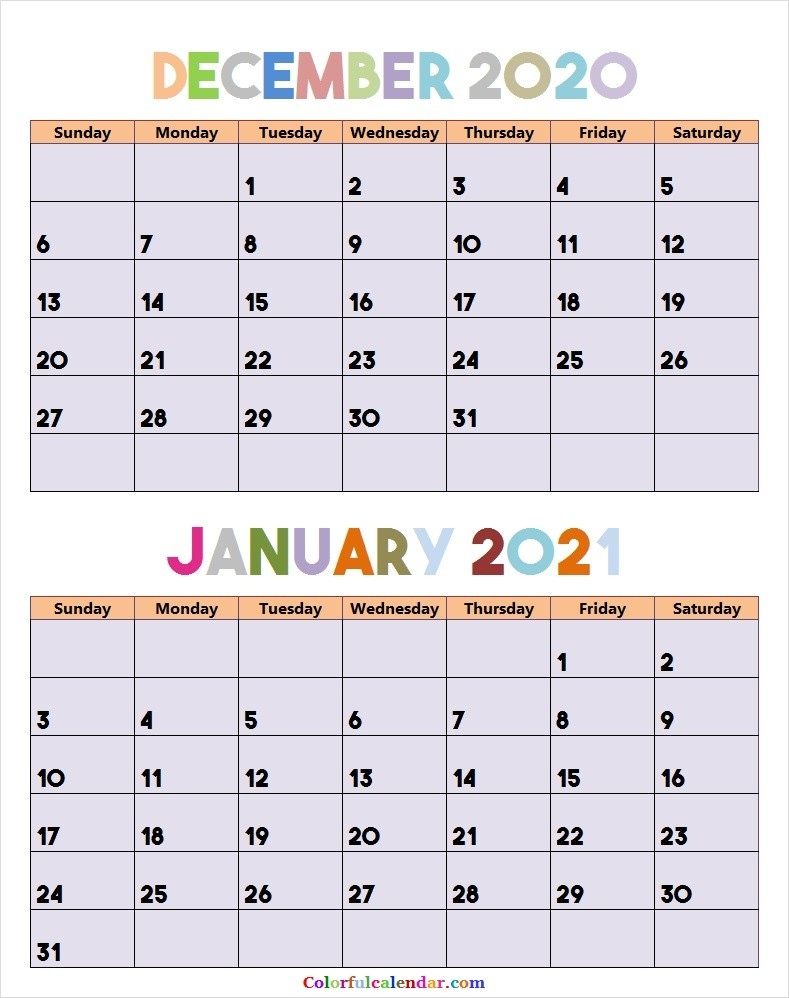 December 2020 And January 2021 Calendar | Calendar December 2020 And 2021 Calendar