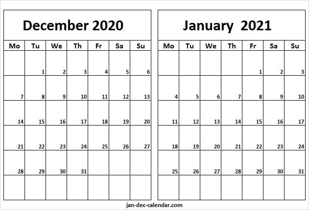 December 2020 January 2021 Calendar Excel Worksheet December 2020 And January 2021 Calendar