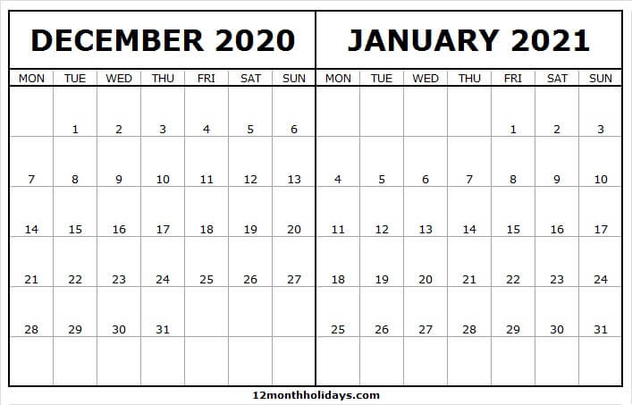 December 2020 January 2021 Calendar New Zealand With Holidays Printable Calendar For December 2020 And January 2021