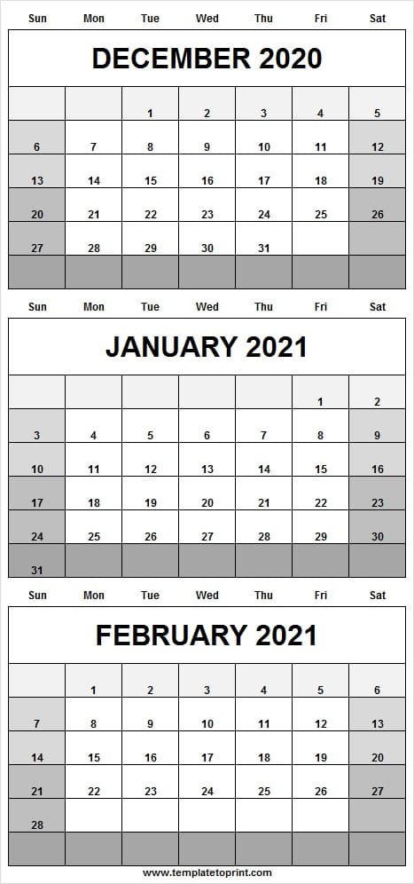 December 2020 To February 2021 Printable Calendar - Tumblr December 2020 And 2021 Calendar