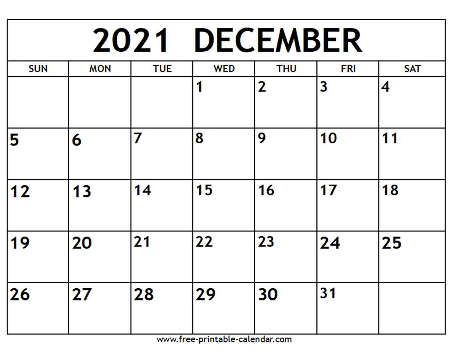 December 2021 Calendar Printable | Example Calendar Printable December Calendar Of 2021