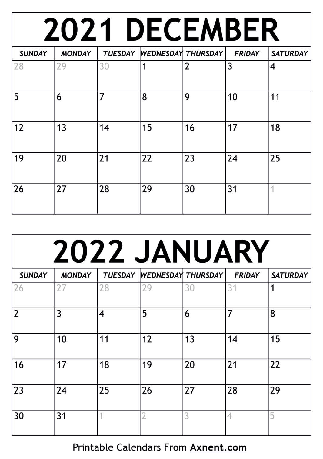December 2021 January 2022 Calendar Template - Time Calendar December 2021 To January 2022