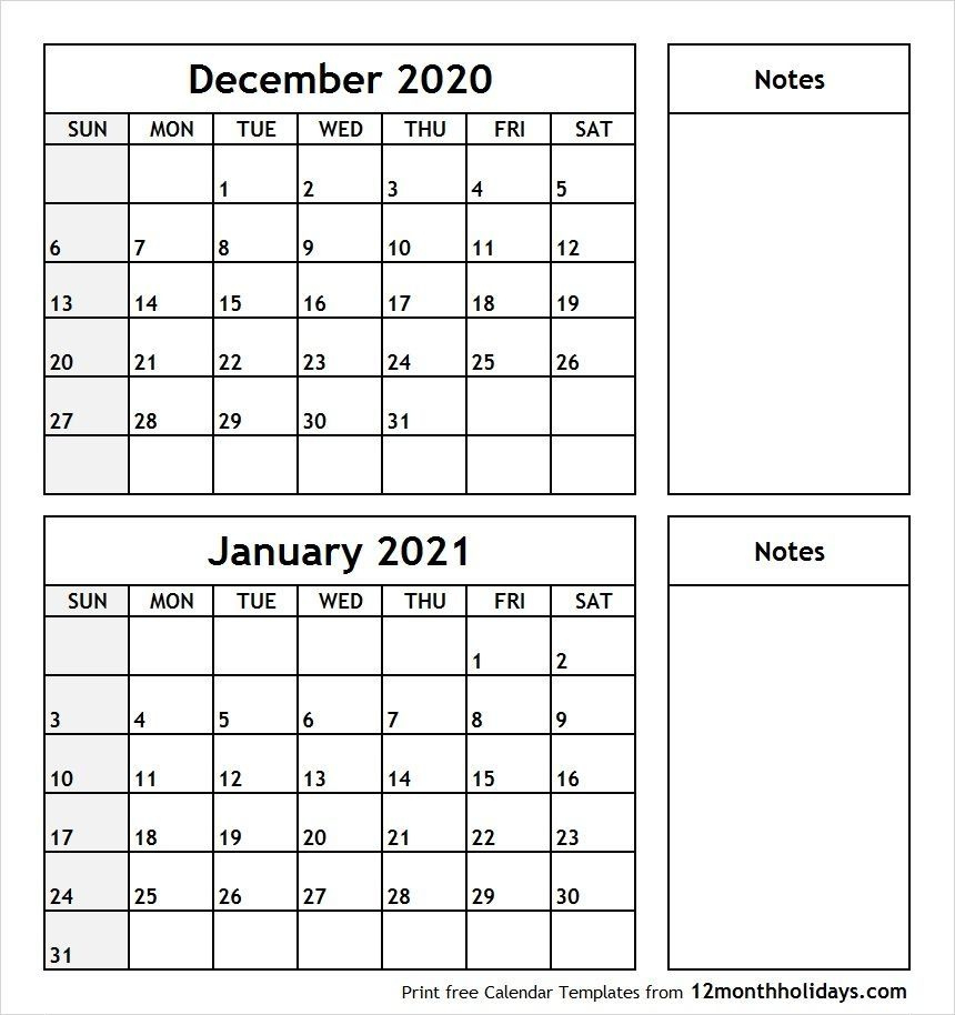 December 2021 Printable Calendar Pinterest November 2020 To December 2021 Calendar