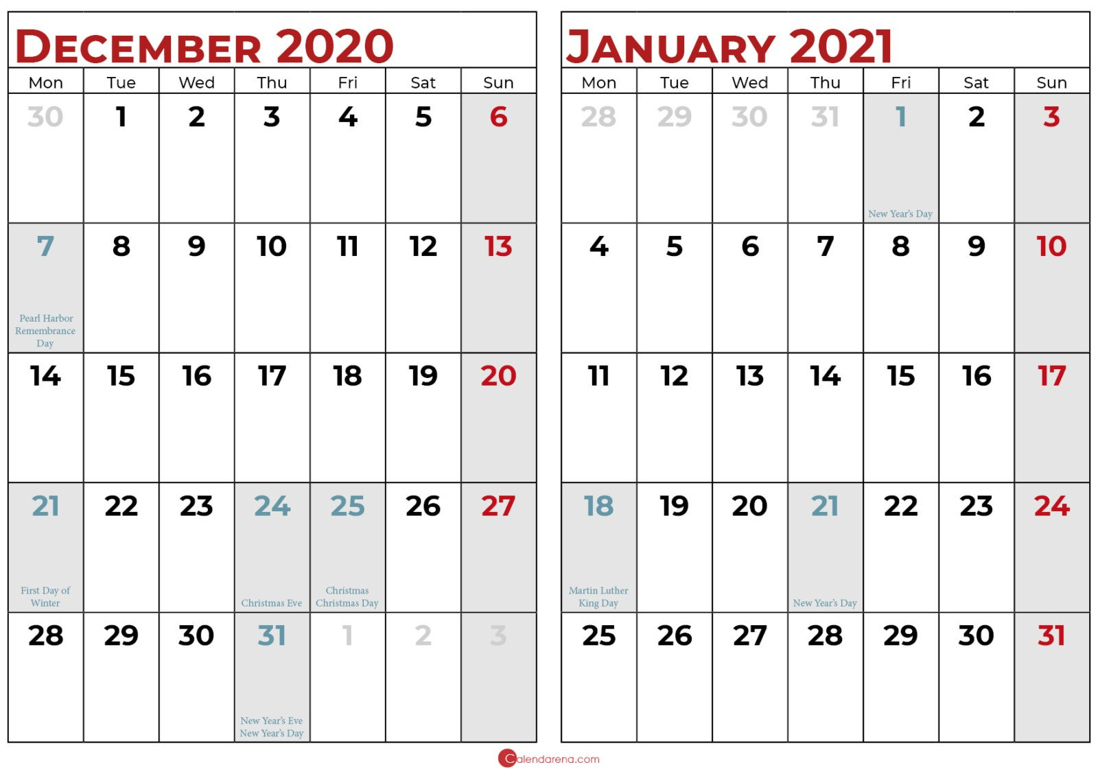 Download Blank Free ?? January 2021 Calendar Printable Cute December 2020 And January 2021 Calendar Printable