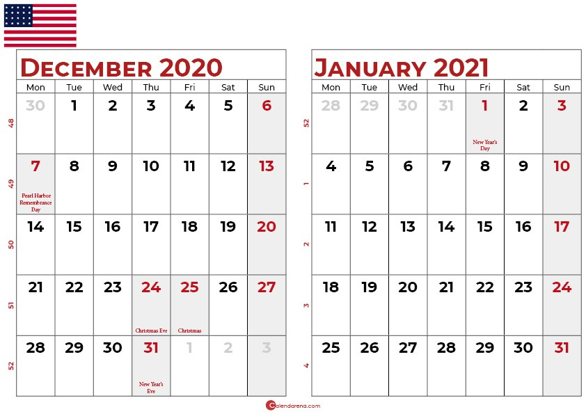 Download Free Calendar For December 2020 And January 2021 Calendar Of December 2020 And January 2021