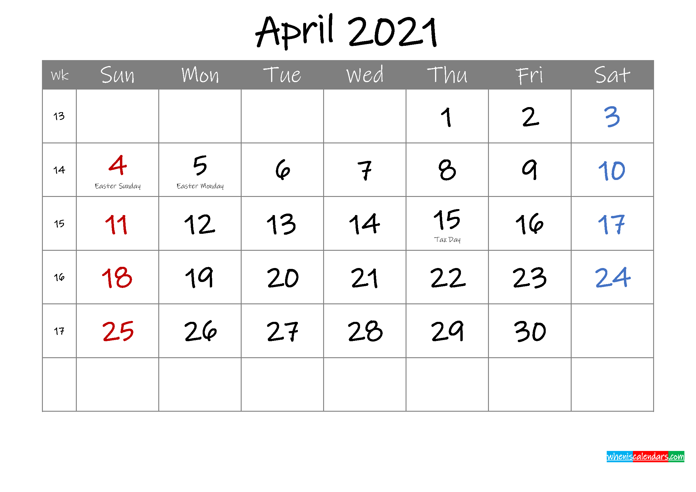 Editable April 2021 Calendar With Holidays - Template April To December 2021 Calendar