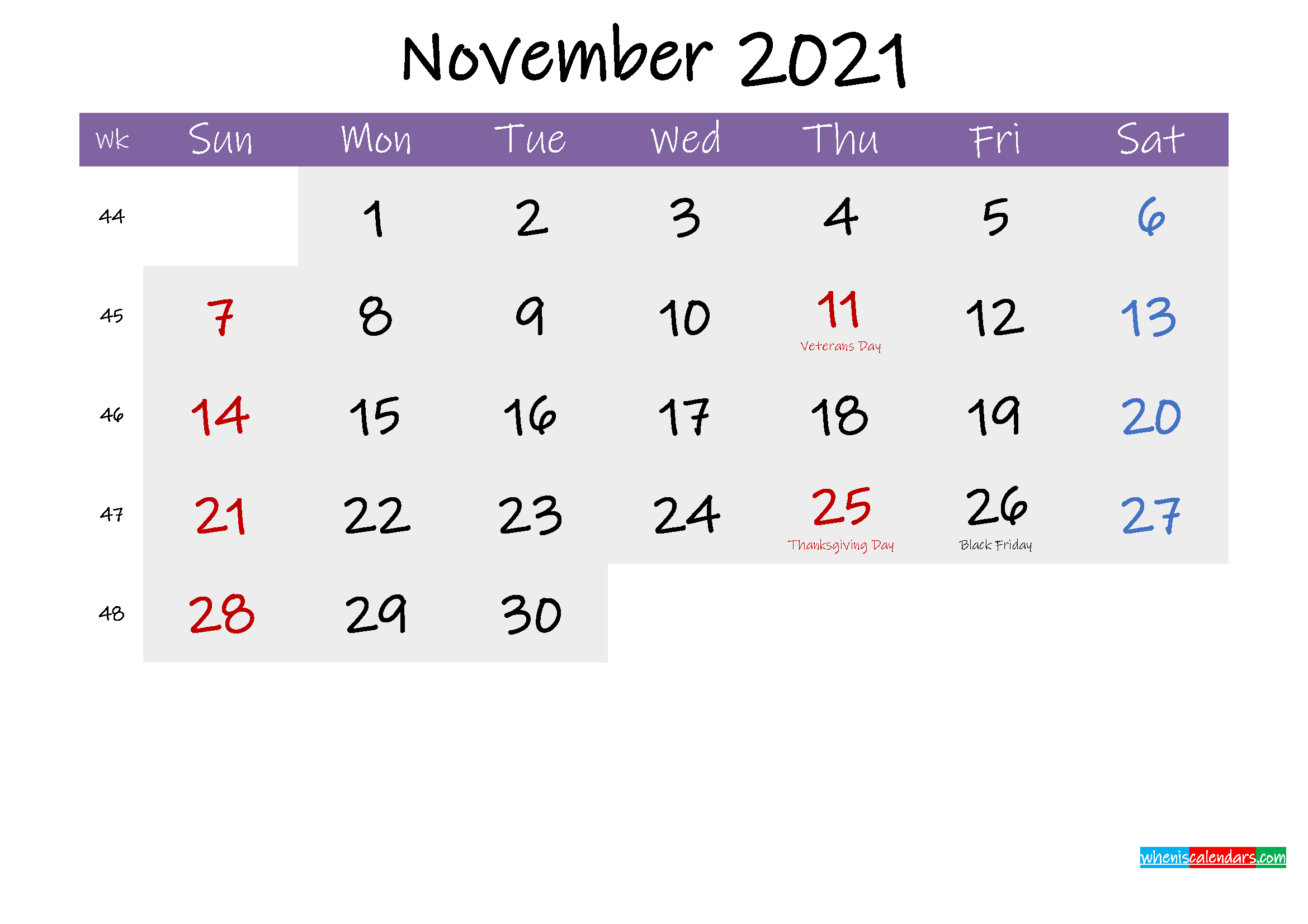 Editable November Calendar 2021 | Calendar Printables Free November 2021 Calendar Page