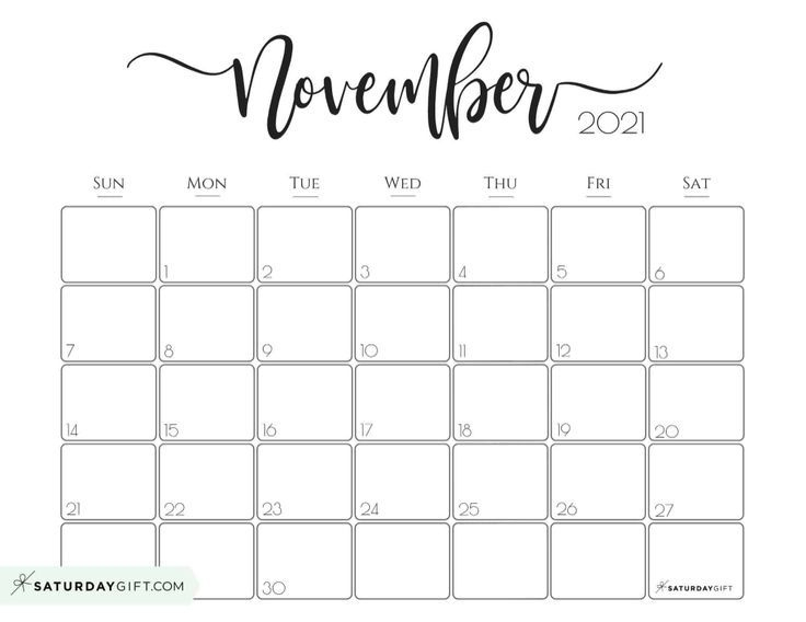 Elegant 2021 Calendar - Pretty Printable Monthly Calendars Www.a-Printable-Calendar.com November 2021
