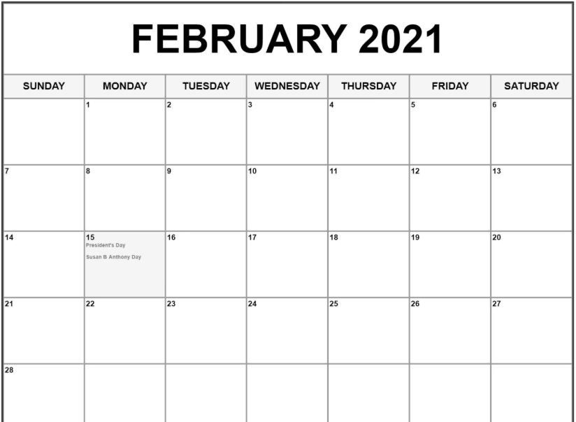 February 2021 Calendar Printable - Blank Templates December To February Calendar 2021