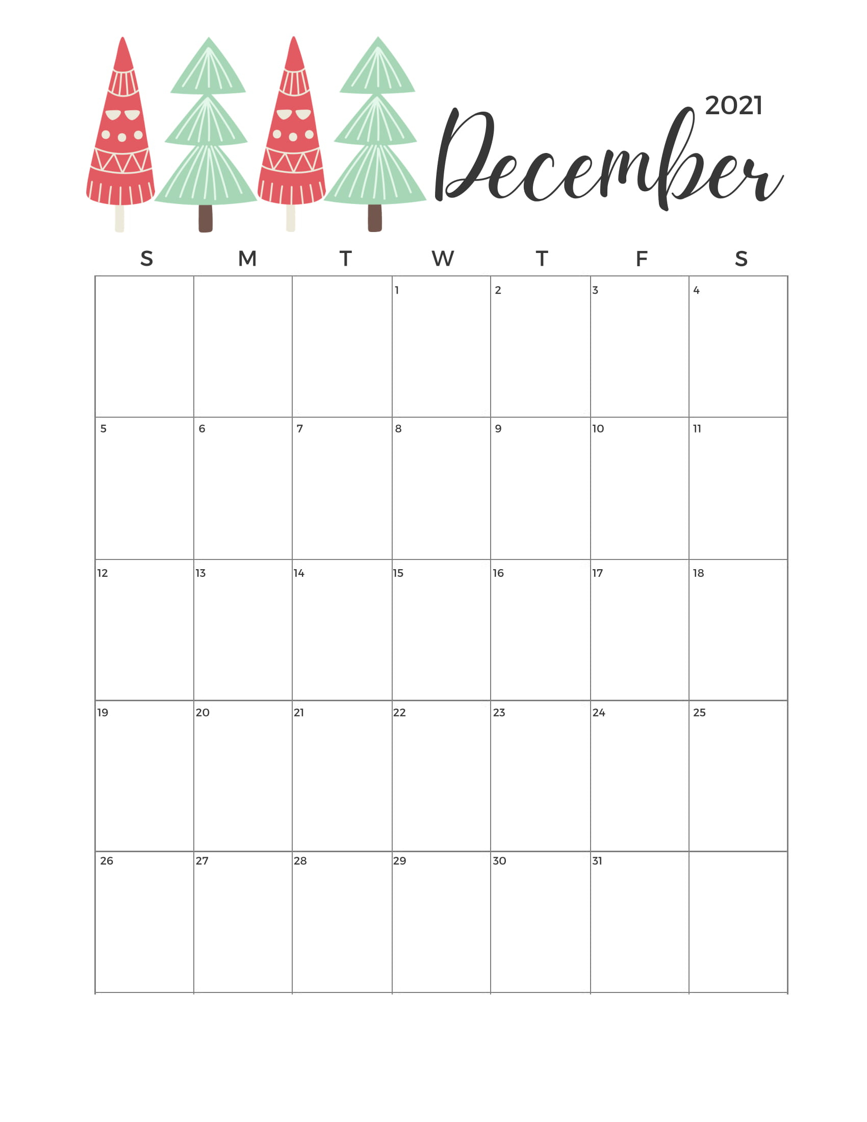 Floral December 2021 Calendar Templates - Printable 2021 Calendars Floral December 2021 Calendar December 2021 Calendar Image