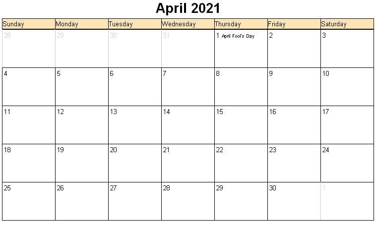 Free April 2021 Calendar Printable - Monthly Template April To December 2021 Calendar