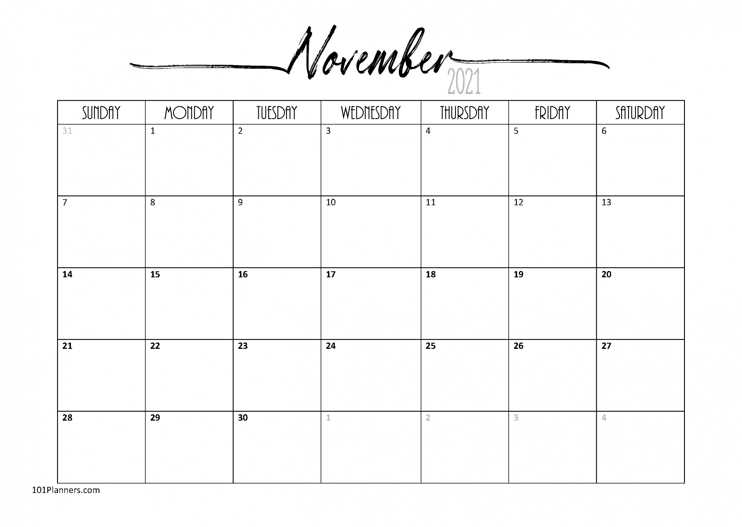 Free Blank Calendar Templates | Word, Excel, Pdf For Any Month Printable Calendar November 2020 To January 2021
