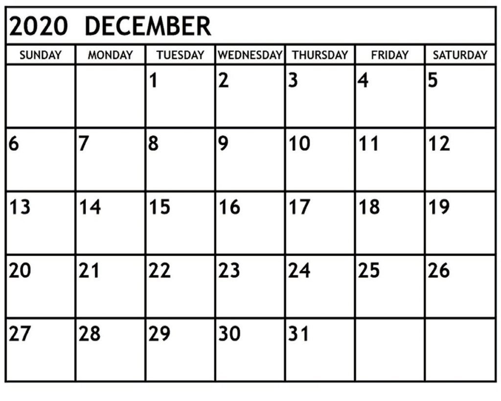 Free Blank December 2020 Calendar Printable In Pdf, Word December 2020 To January 2021 Calendar Printable