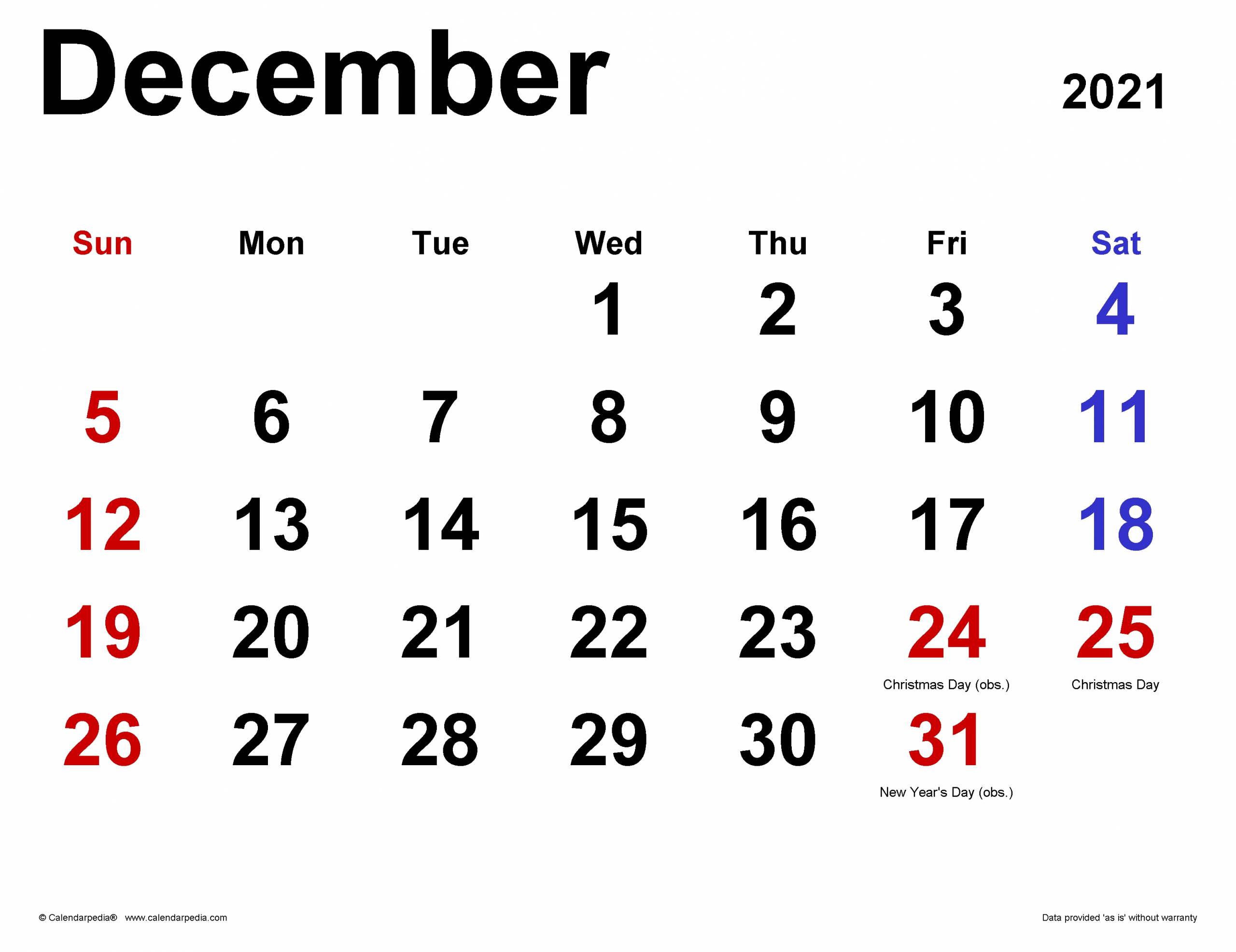 Free Editable December 2021 Calendar | Month Calendar Calendar For December 2021