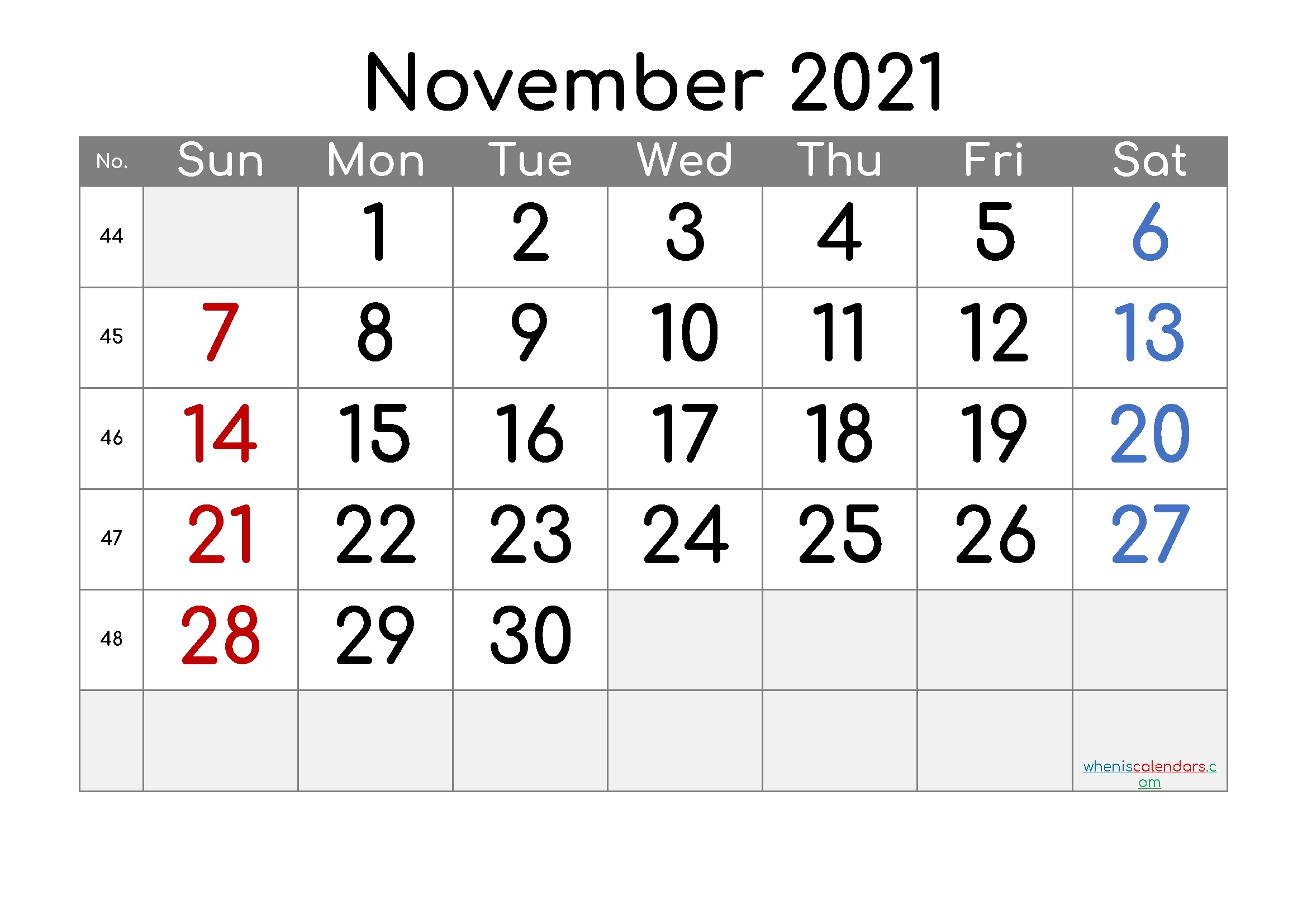 Free Editable November 2021 Calendar | Template M21Comfortaa2 November 2020 - April 2021 Calendar