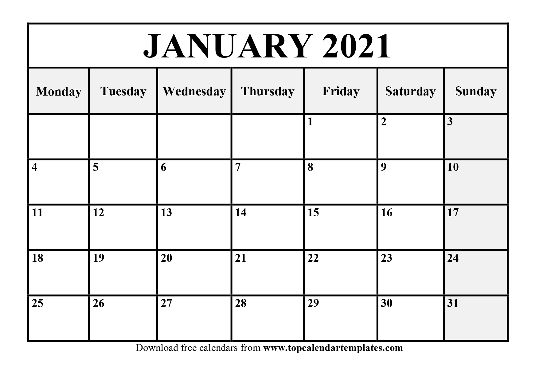 Free January 2021 Calendar Printable (Pdf, Word) Monthly Calendar December 2020 And January 2021