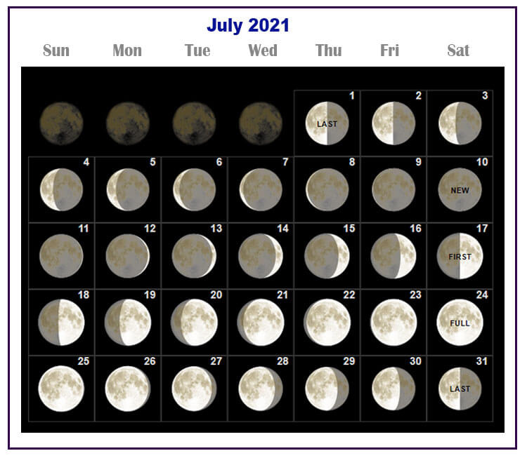 Free July 2021 Moon Calendar Phases Templates November 2021 Lunar Calendar