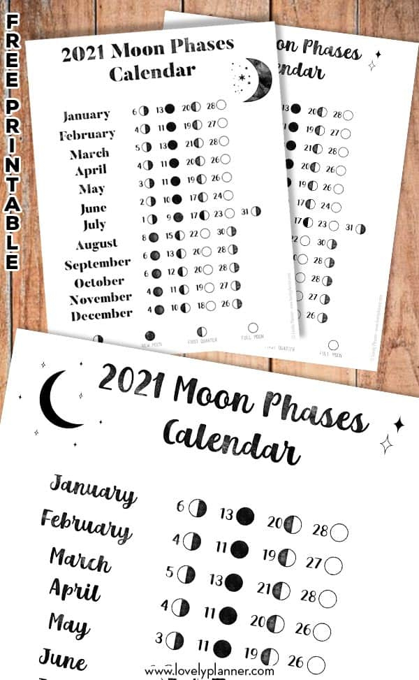 Free Printable 2021 Moon Phases Calendar - Lovely Planner December 2021 Moon Calendar