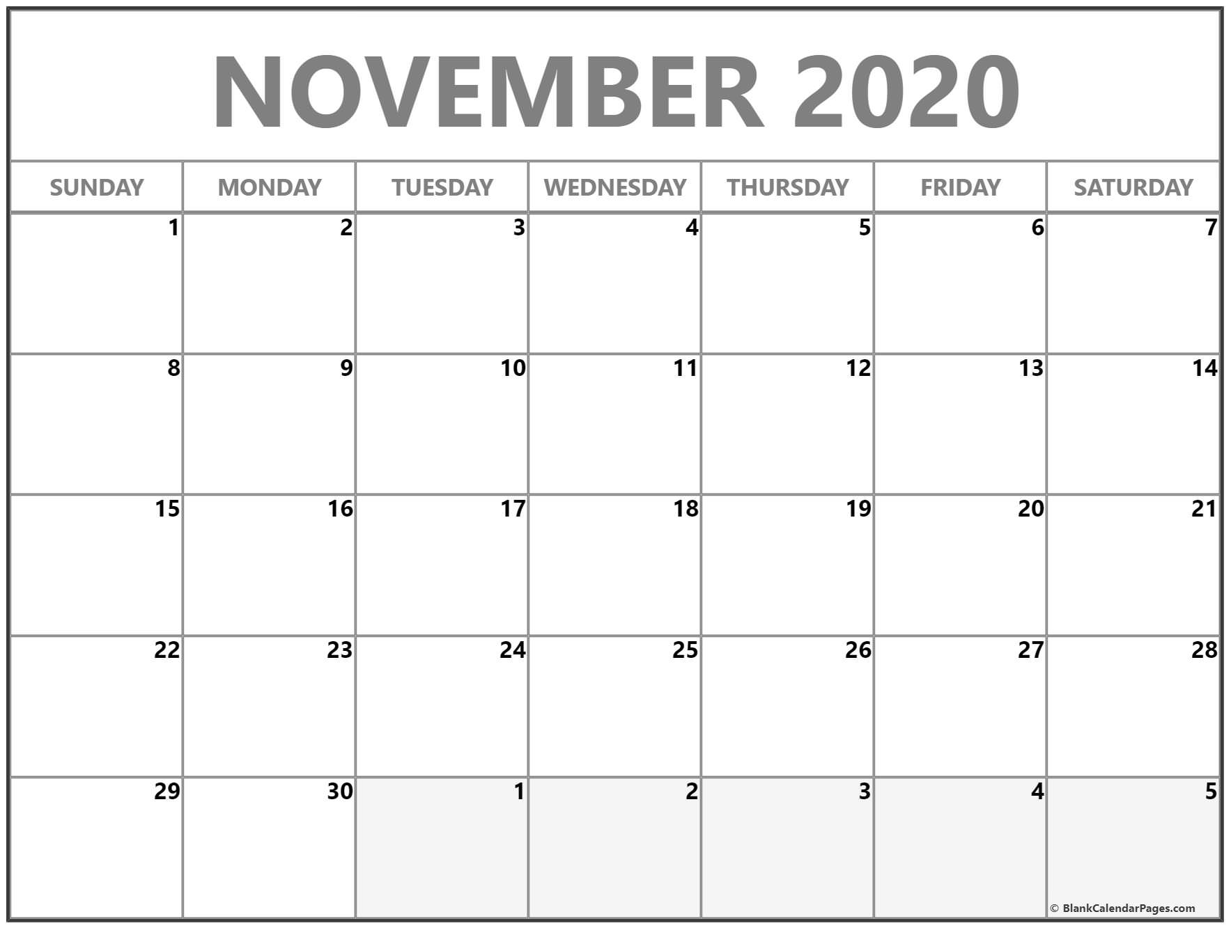 Free Printable Calendar November 2020 Landscape | Month Wiki Calendar November 2021