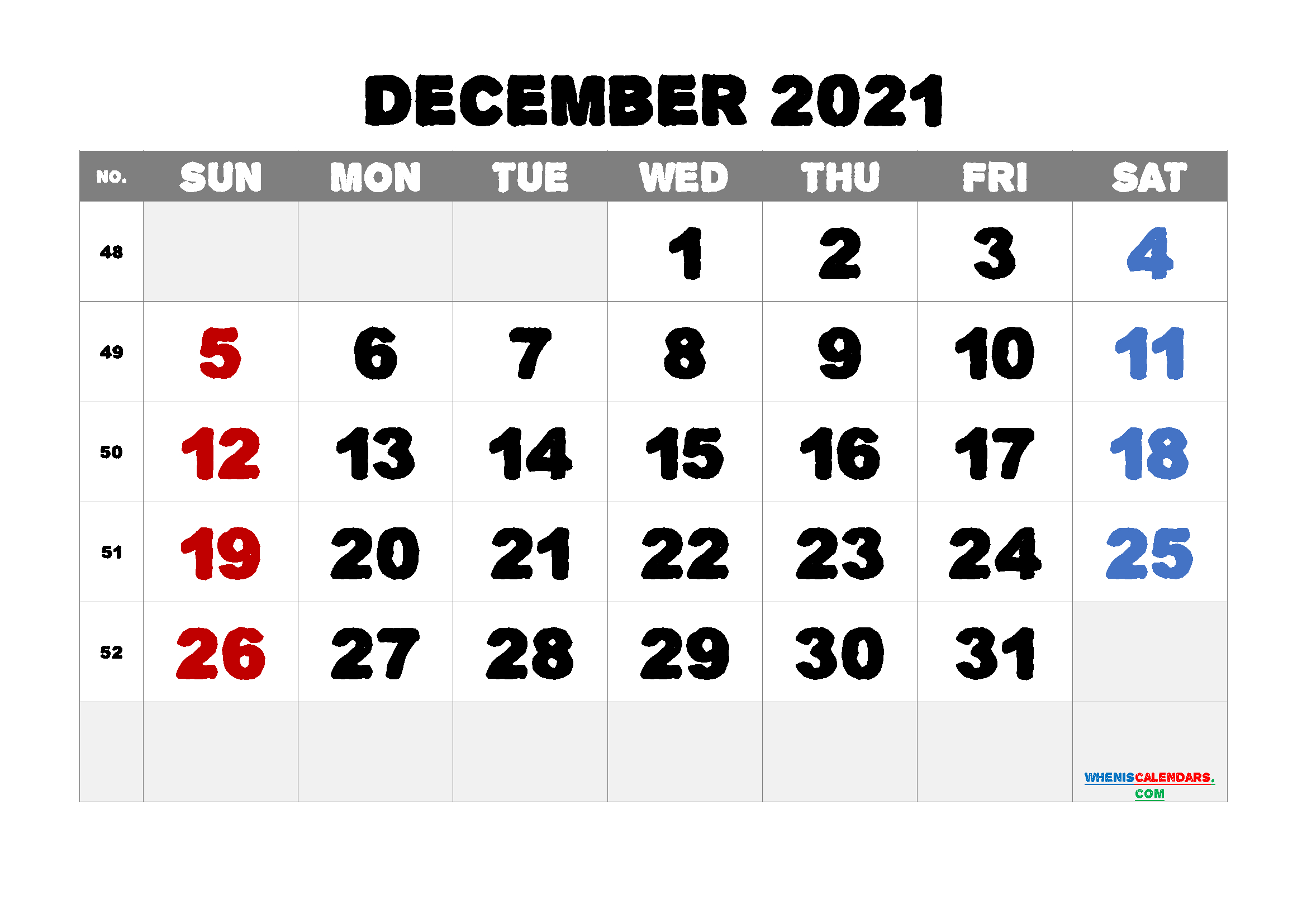 Free Printable December 2021 Calendar December 2021 Calendar Printable Free