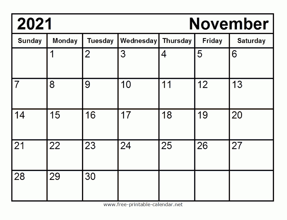 Free Printable November 2021 Calendar November 2021 Calendar Events