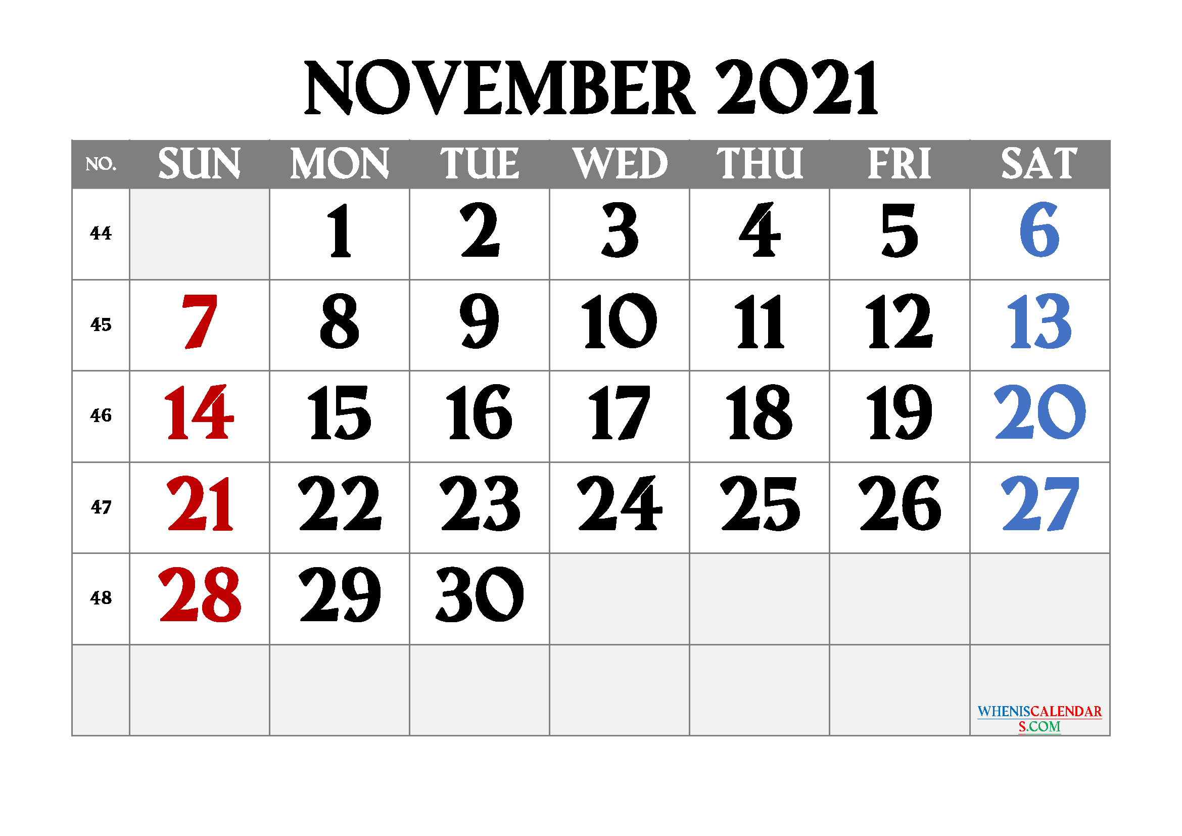 Free Printable November 2021 Calendar November 2021 Calendar Page