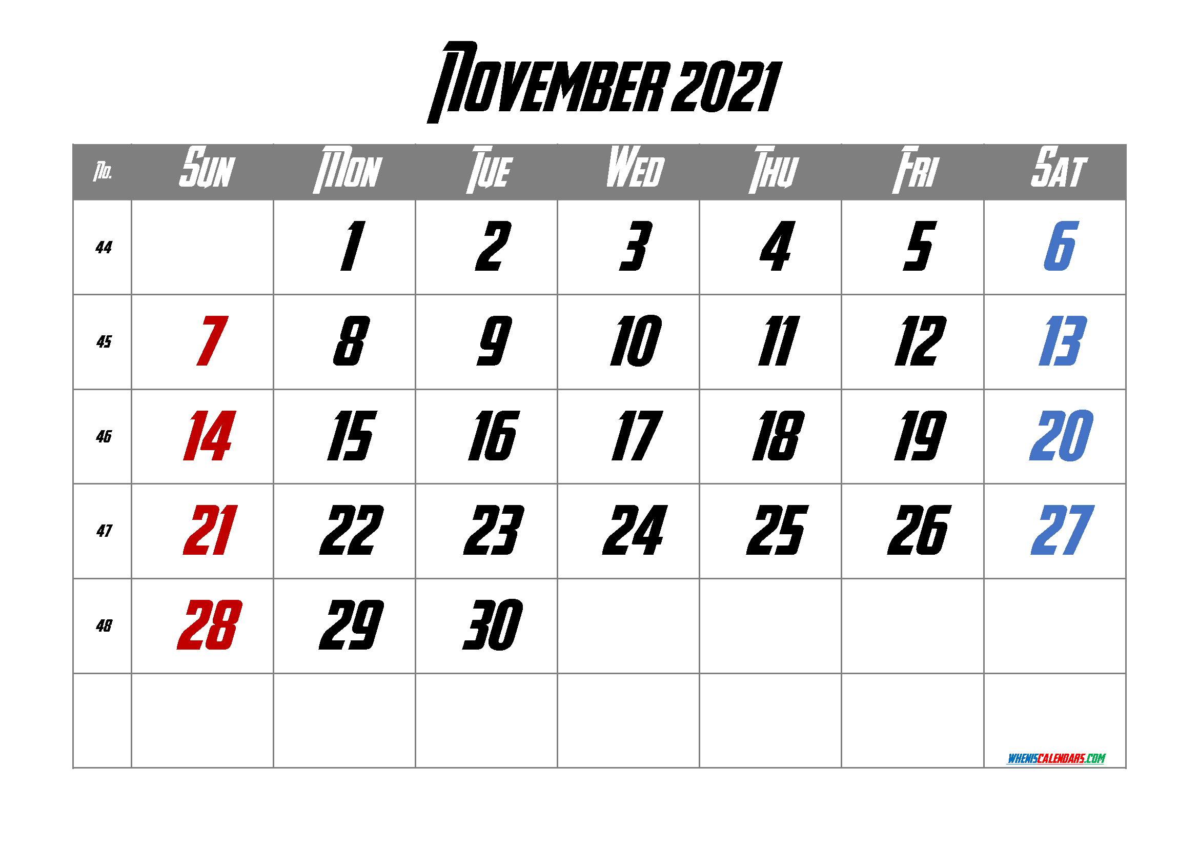 Free Printable November 2021 Calendar November 2021 Calendar Uk