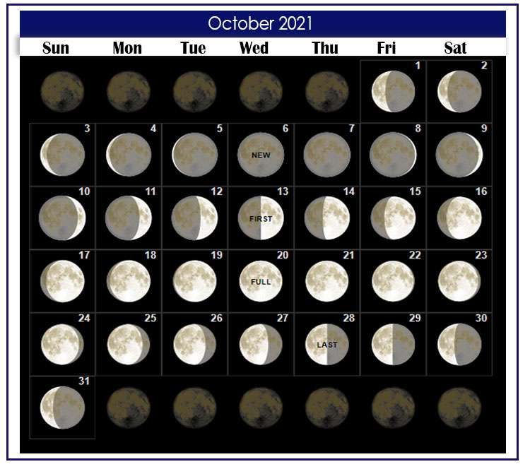 Full Moon Calendar October 2021 | 2021 Calendar November 2021 Moon Phase Calendar