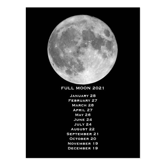 Full Moon Phases Calendar 2021 Postcard | Zazzle.co.uk December 2021 Moon Calendar