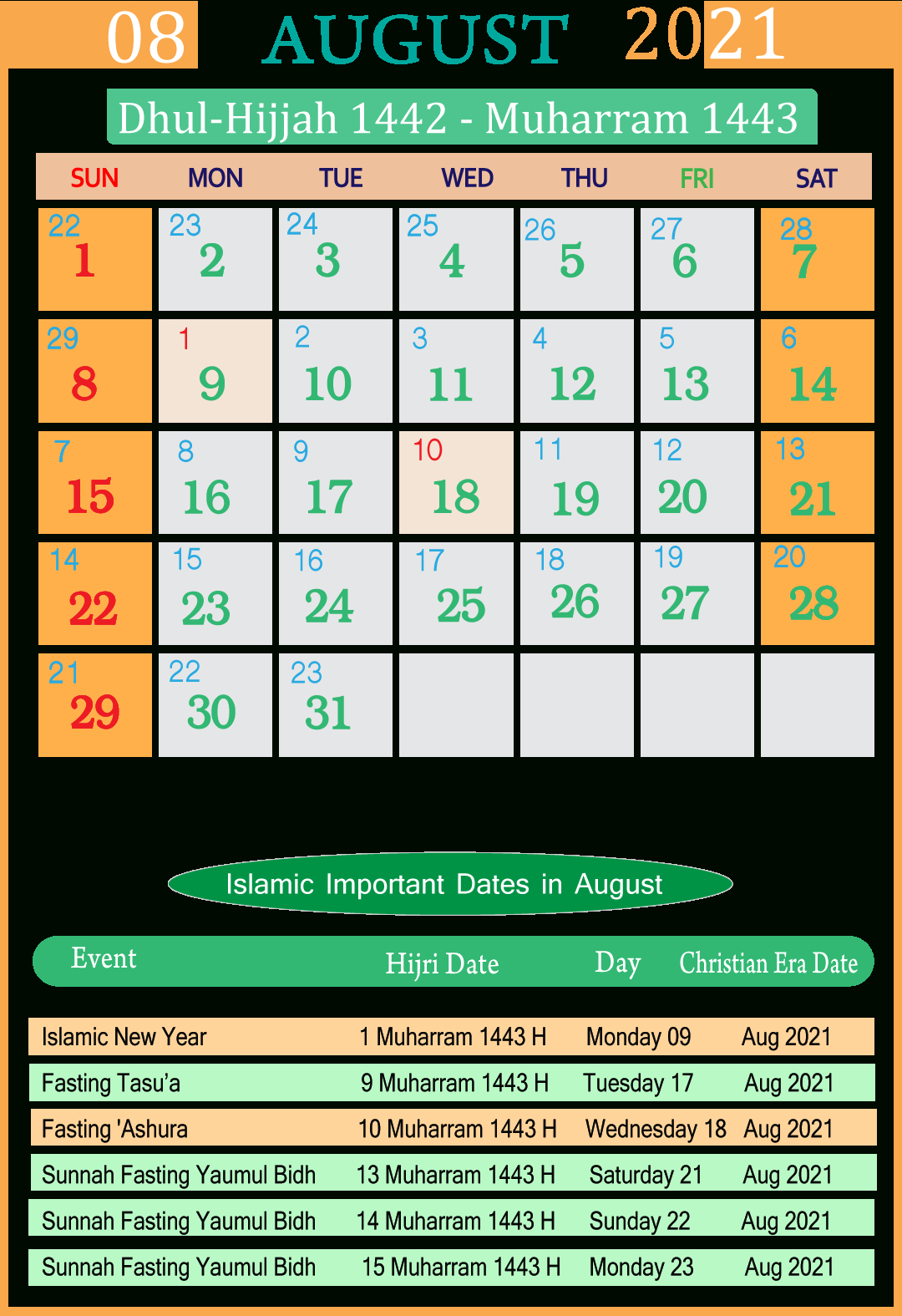 Islamic Calendar 2021 August | Seg November 2021 Urdu Calendar