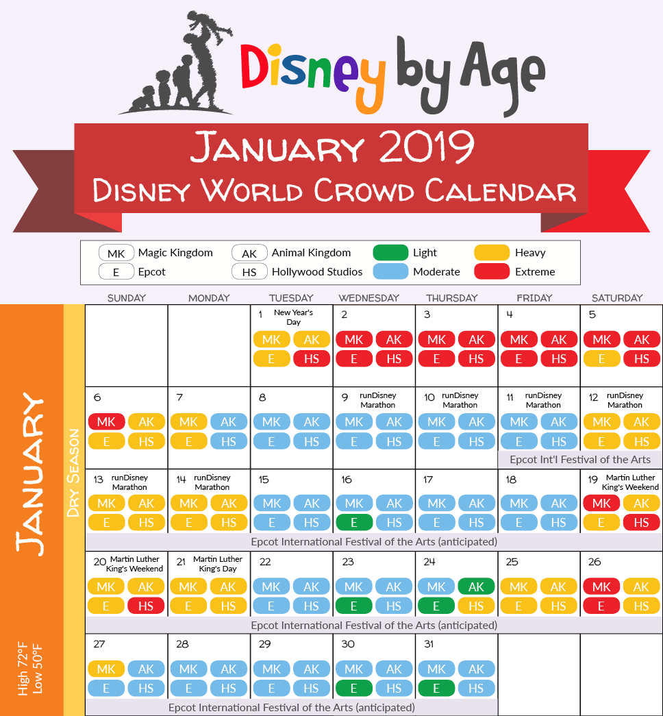 January 2019 Disney World Crowd Calendar | Disney World Disney World Crowd Calendar December 2021