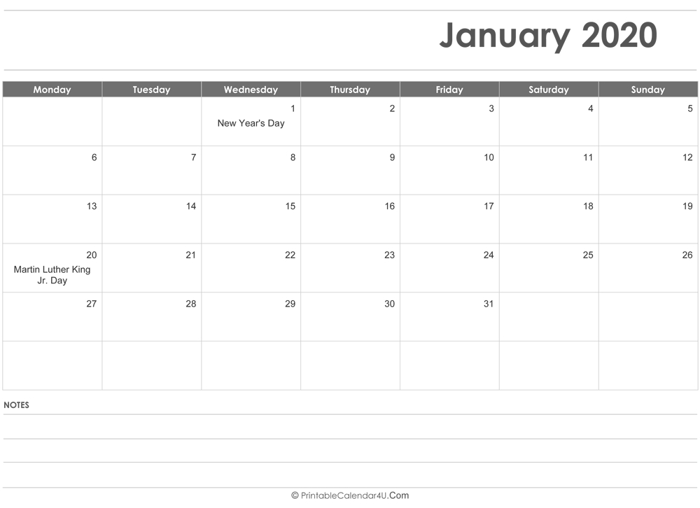 January 2020 Calendar Templates December 2020 And January 2021 Calendar Printable
