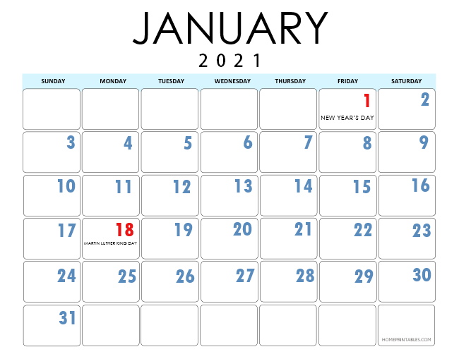 January 2021 Calendar For Instant Download - Home January To December 2021 Calendar With Holidays
