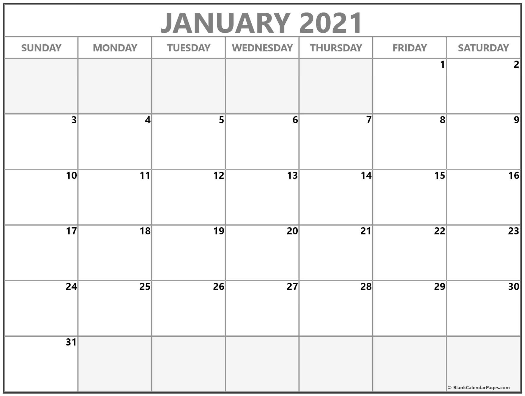 January 2021 Calendar | Free Printable Calendar Templates December 2020 And January 2021 Calendar Printable