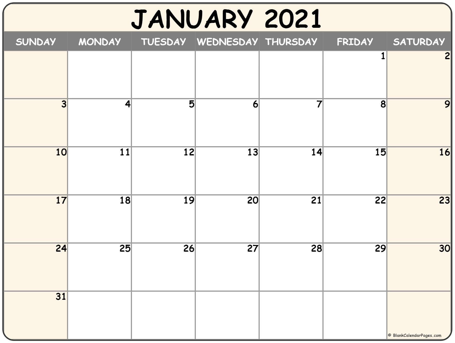 January 2021 Calendar | Free Printable Calendar Templates January To December 2021 Calendar