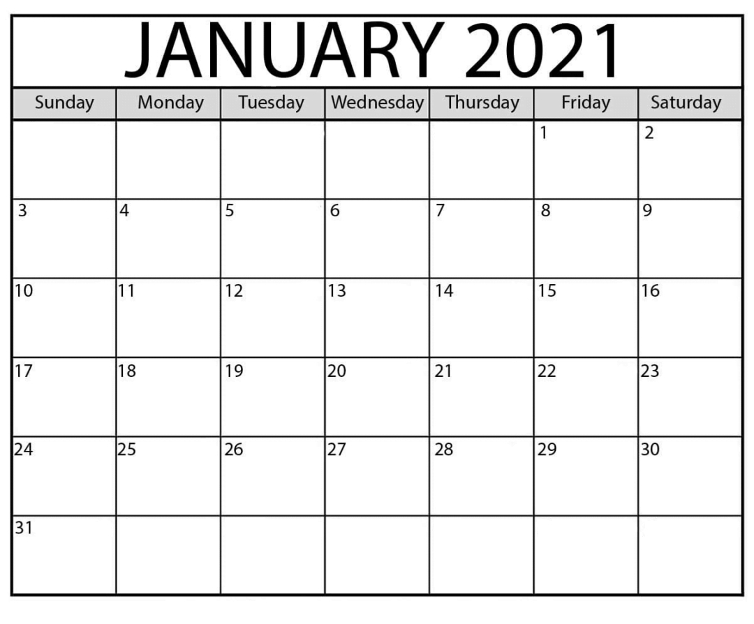 January 2021 Calendar Printable Pdf - Printable Calendar January To December 2021 Calendar With Holidays