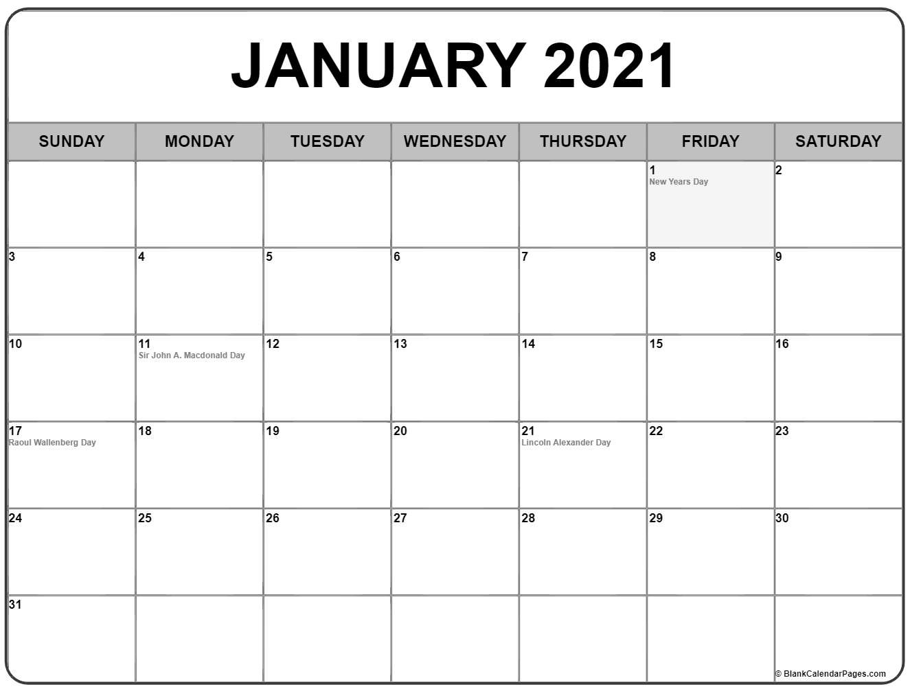 January 2021 With Holidays Calendar January To December 2021 Calendar With Holidays