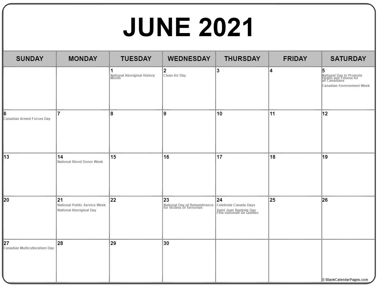 June 2021 Calendar Canada | Calendar 2021 December 2021 Calendar Printable Wiki