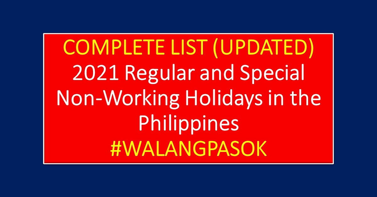 List: 2021 Regular, Special Non-Working Holidays In The November 2021 Calendar With Holidays Philippines