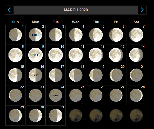 March 2020 Moon Phases Calendar | Moon Calendar, Moon November 2021 Moon Phase Calendar