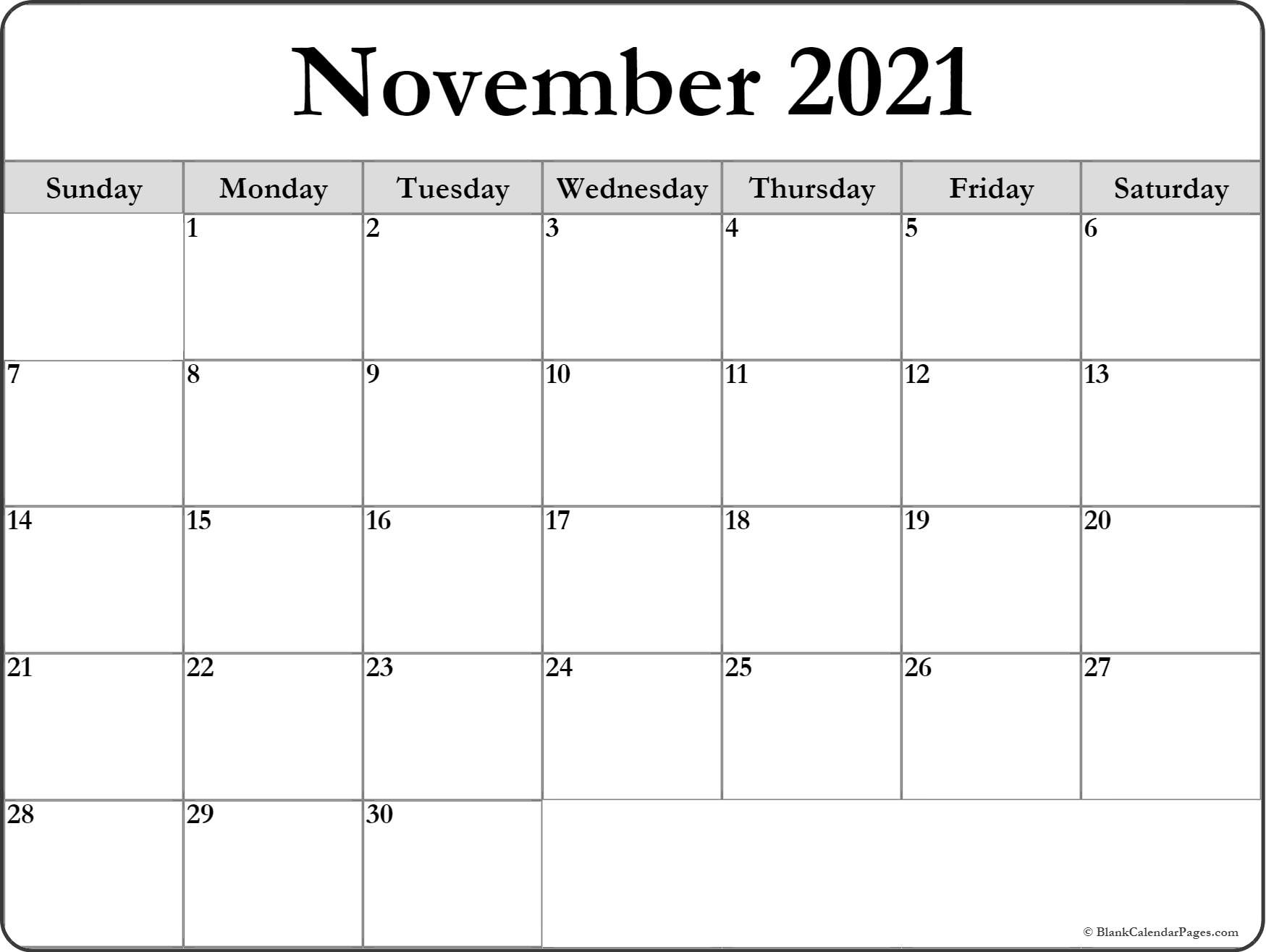 November 2021 Blank Calendar Templates. November 2020 To November 2021 Calendar