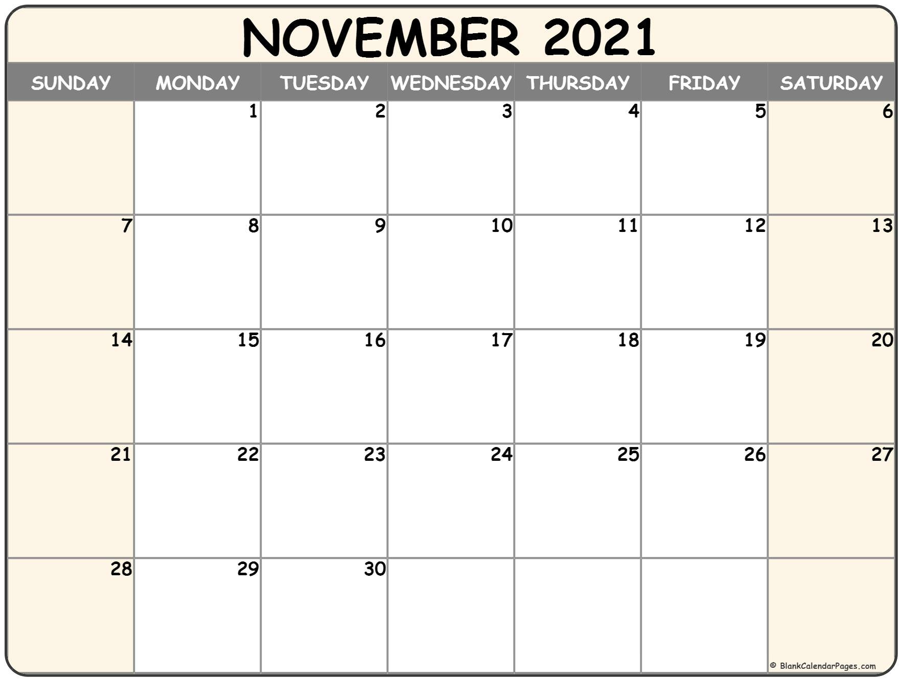 November 2021 Calendar | Free Printable Calendar Templates November 2020 To November 2021 Calendar