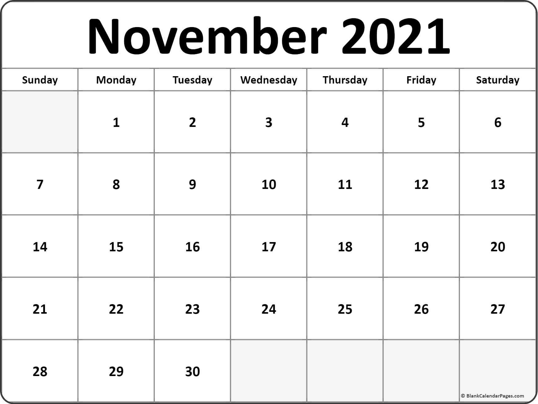 November 2021 Calendar | Free Printable Calendar Templates November December 2021 Calendar