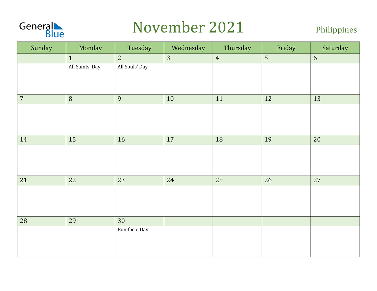 November 2021 Calendar - Philippines Wiki Calendar November 2021