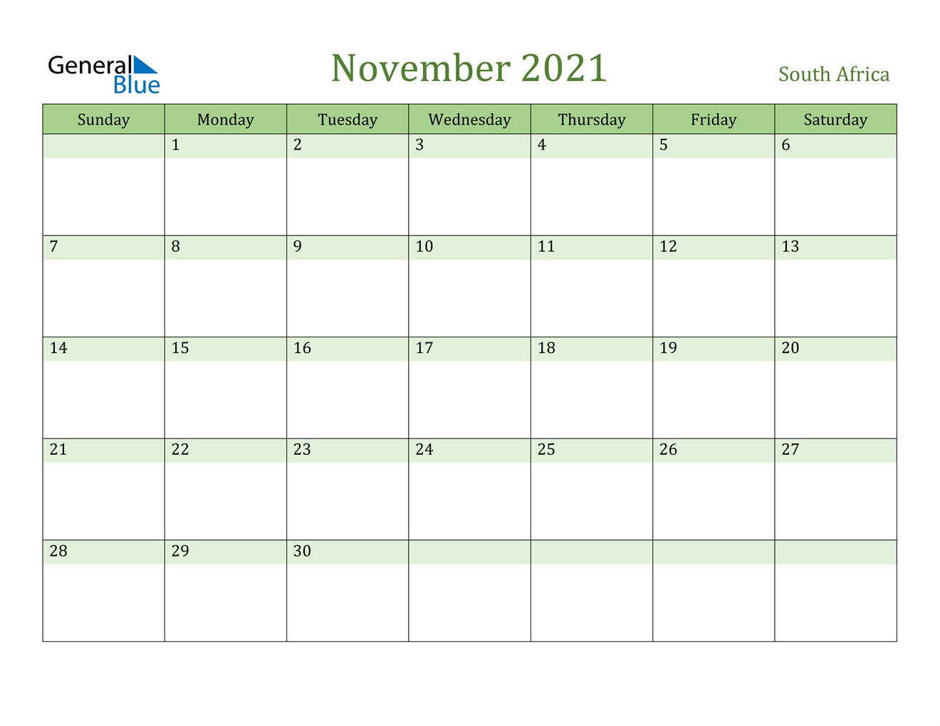 November 2021 Calendar - South Africa December 2020 January 2021 Calendar South Africa