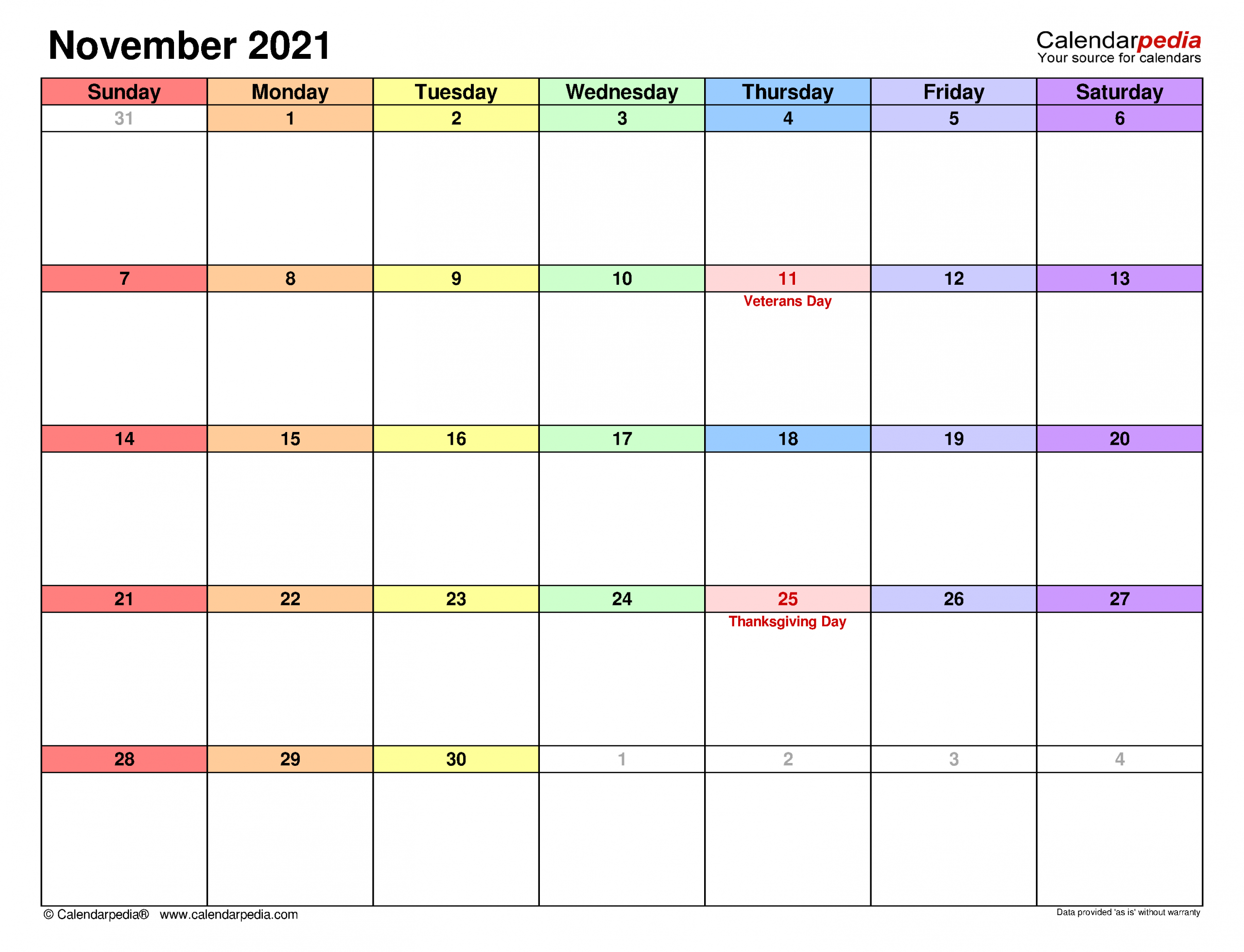 November 2021 Calendar | Templates For Word, Excel And Pdf Calendar Of November 2021