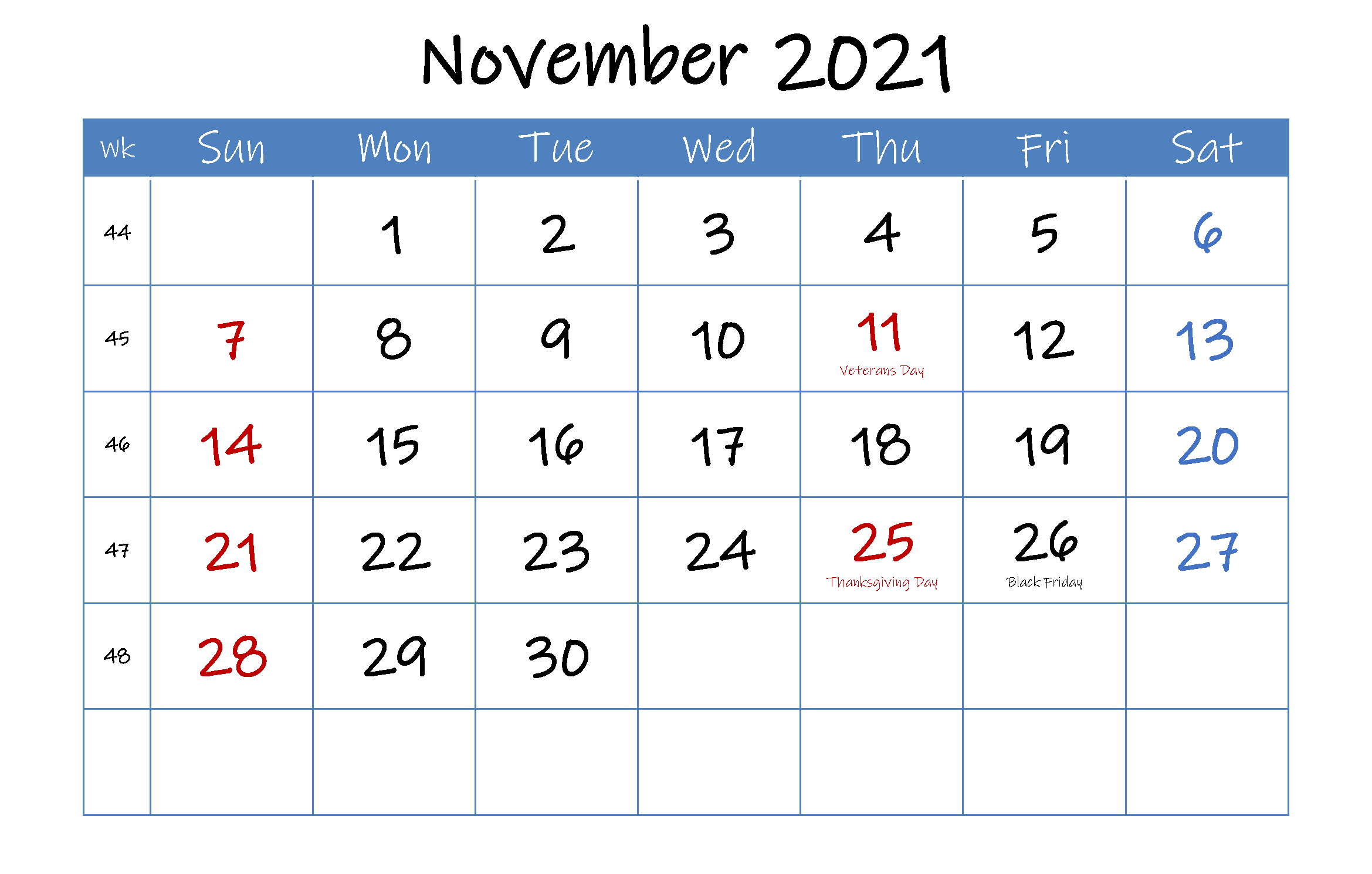 November 2021 Calendar With Holidays | Calendar Printables 2021 Calendar November Festival
