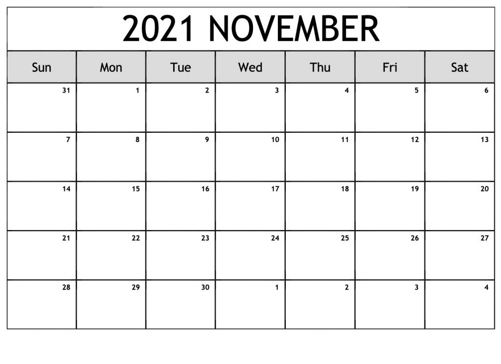 November 2021 Calendar With Thanksgiving Holiday Free Pdf November 2021 Free Calendar