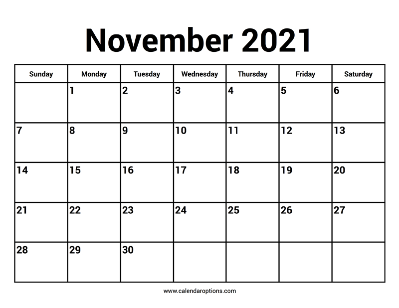November 2021 Calendars - Calendar Options November 2020 To November 2021 Calendar