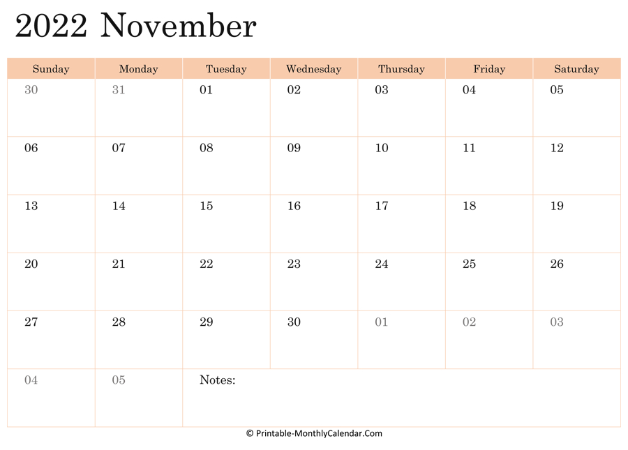 November 2022 Calendar Printable With Holidays November 2021 Calendar Australia